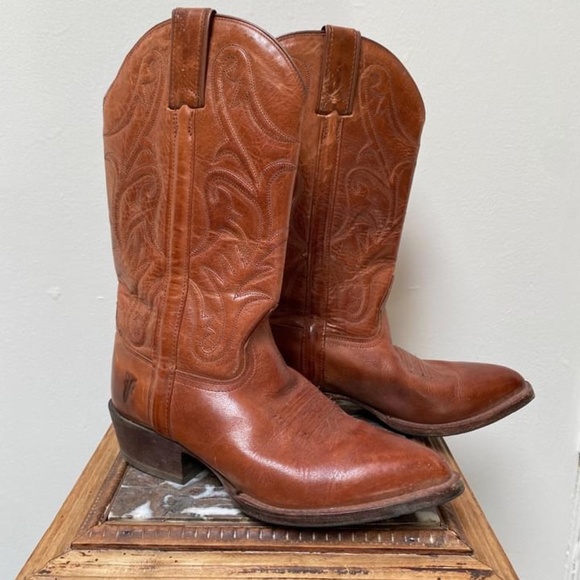 Frye Shoes Vintage Frye Cowboy Boots In Cognac Brown Poshmark